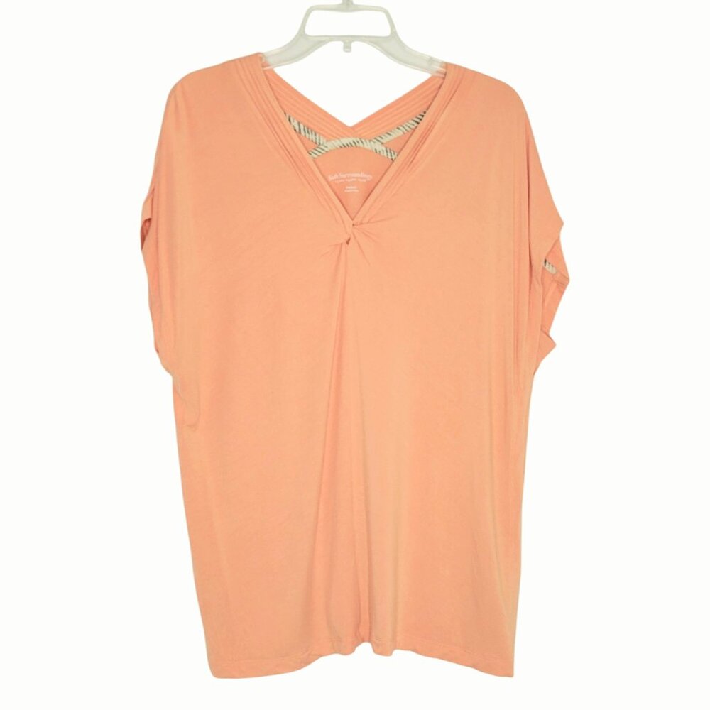 Soft Surrounding Blouse Size M Peach Relaxed Fit Sleeveless Soft Stretch